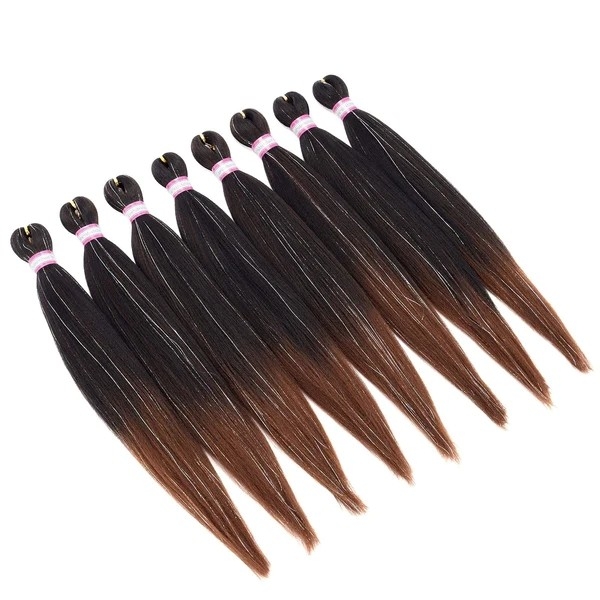 Gogoodhair Easy (20 Inch 1B/30-Tinsel# Color) Pre-Stretched Braiding Hair Synthetic Braiding Hair, 8 packs Crochet Braids,Hot Water Setting Braid, Soft Yaki Straight Texture Easy Braid Crochet Hair Extensions for Women