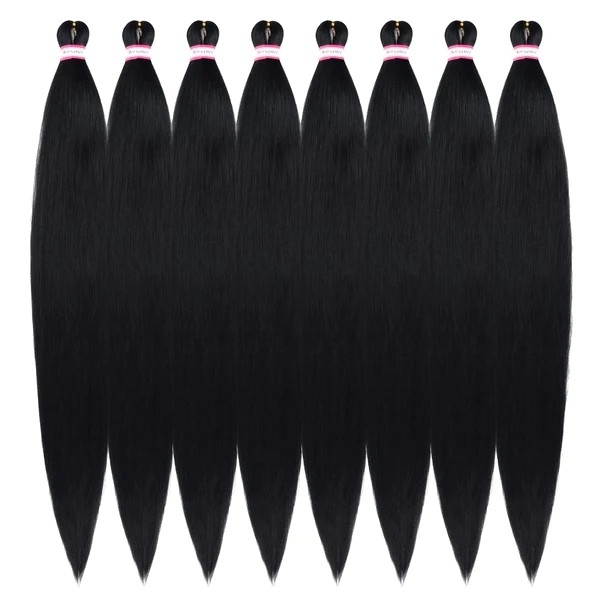 Pre-stretched Crochet Braiding Hair Yaki Synthetic Hair Extensions 42inch 8 Packs