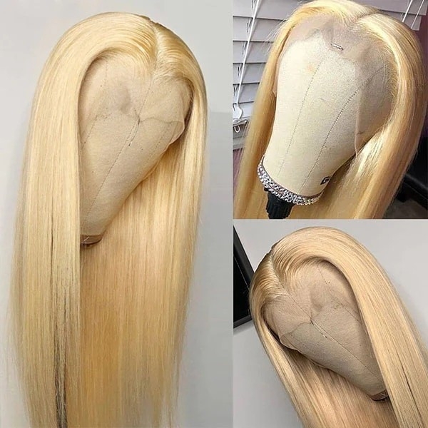 613 Blonde Glueless Lace Front Wig 30 Inch HD Transparent 13x4 Straight Human Hair Wigs 250% High Density