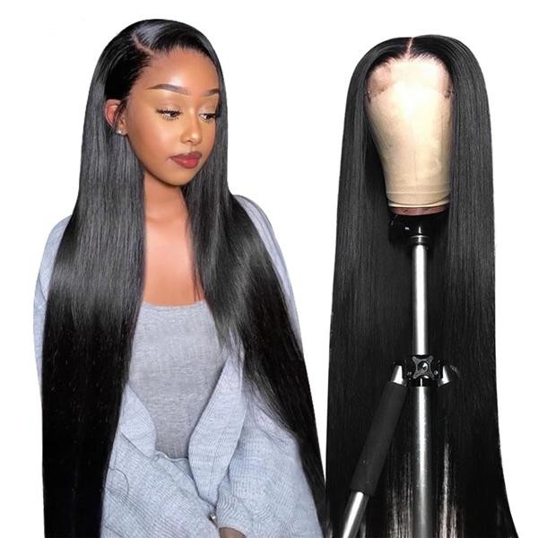 250 Density 30 Inch Long Lace Front Wig Straight Human Hair Wigs 4x4 Lace Closure Wigs