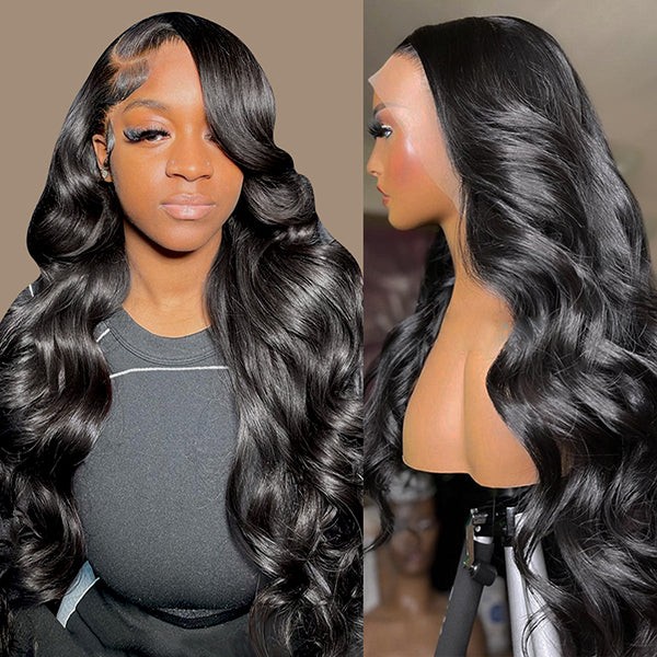 30 32 Inch Glueless Body Wave Human Hair Wigs 4x4 HD Transparent Lace Closure Wigs Pre Plucked