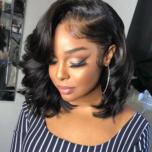 Body Wave Short Bob Wig 13x4 Transparent Lace Frontal Wigs For Women