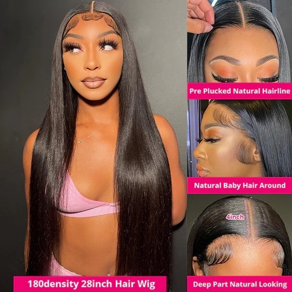 Ultra Long 40 Inch Glueless Straight Lace Front Human Hair Wig with 13x4 HD Lace for Flawless Hairline