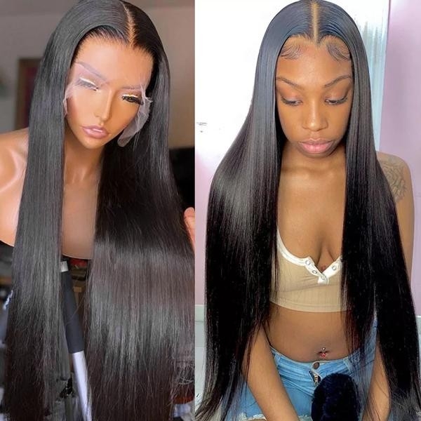 Luxuriously Long 30 Inch Lace Front Wig with Straight Human Hair, 4x4 Lace Closure and 250% Density