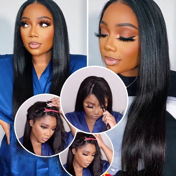 Easy-to-Wear V Part Human Hair Wig - Silky Straight Style, Ideal for Beginners