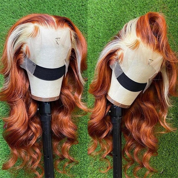 Ginger Wig with Blonde Highlights - Body Wave Style, Glueless, HD Transparent Lace Front Wigs