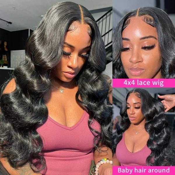 Glueless Body Wave Wigs with HD Lace - 4x4 or 5x5 Lace Closure Wig, Pre-Cut for Quick Styling