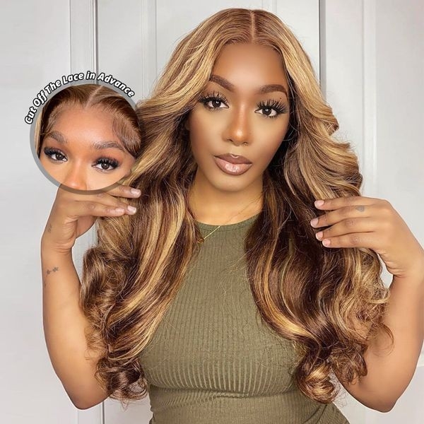 27-Highlight Brown Pre-Plucked Body Wave HD Lace Front Wig with 13x6 PPB