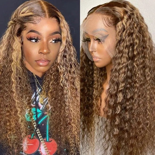 Lolly Highlight 13x4 Deep Curly Lace Front Human Hair Wig