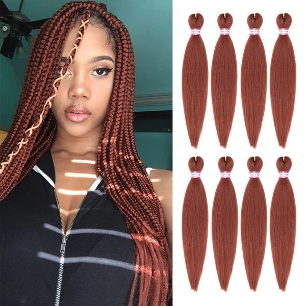 Hannahjanay 12-20 Inch 350# Pre-Stretched Synthetic Braiding Hair, 8 Packs Crochet Extensions