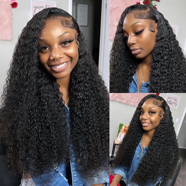 13x6 Curly Lace Front Human Hair Wigs Transparent HD Lace Frontal Wig Preplucked 180% 250%