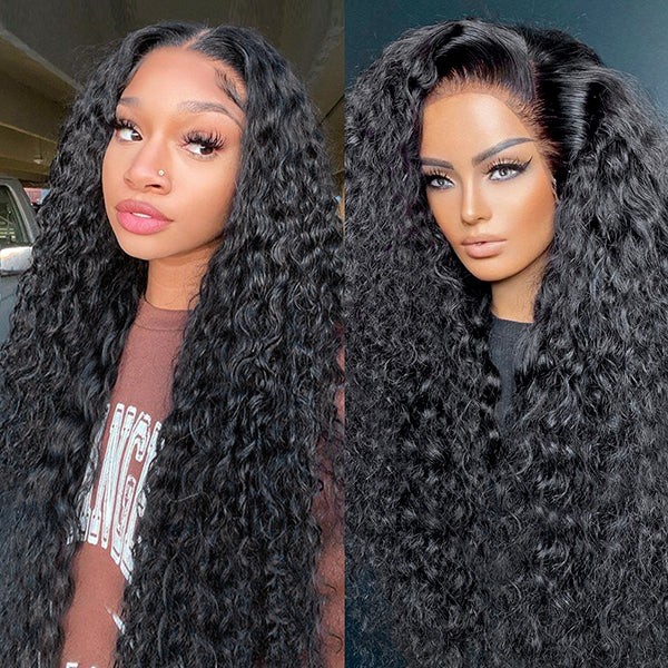 Deep Wave 13x4 HD Lace Front Wig 250% Full Density Human Hair Wigs 12A Grade Thick Ends Pre Plucked Wigs