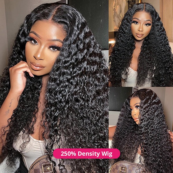 Thick and Full Deep Wave 13x4 Lace Front Human Hair Wig, 250% Density