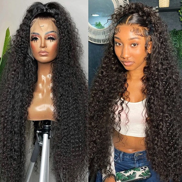 30 Inch Long Glueless Curly Human Hair Lace Front Wig