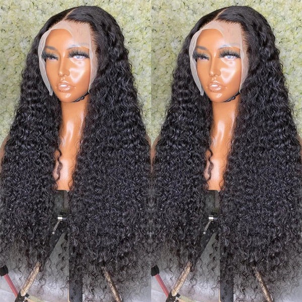 30 Inch Glueless Curly Lace Front Human Hair Wig with 13x6 Lace Frontal, Pre-Plucked