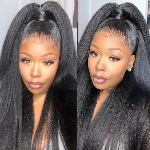 13x6 Kinky Straight HD Lace Frontal Wig Glueless Human Hair Wigs Yaki Straight Lace Front Wig