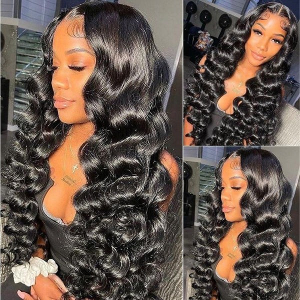 Loose Deep Wave Human Hair Lace Front Wig with 4x4 Lace Closure, 250% Density