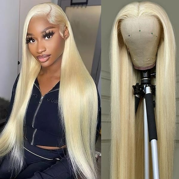 36 Inch Barbie Blonde Wig: 613 Straight Lace Frontal Human Hair Wig