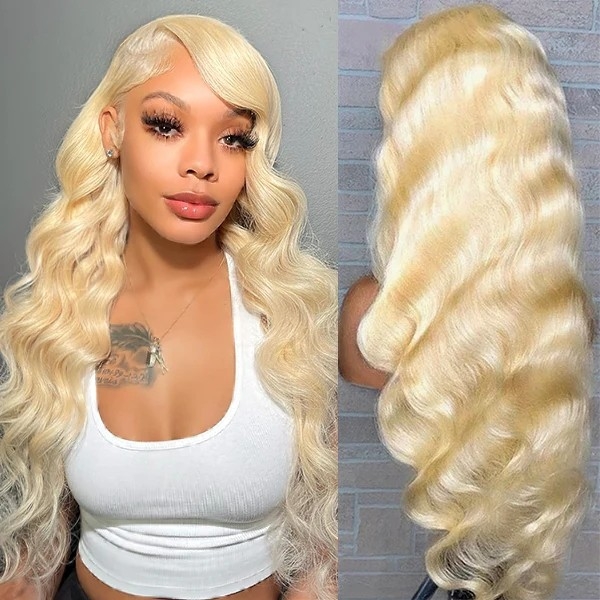 4x4 Lace Closure Human Hair Wig in Blonde Body Wave: 613 HD Lace Wig