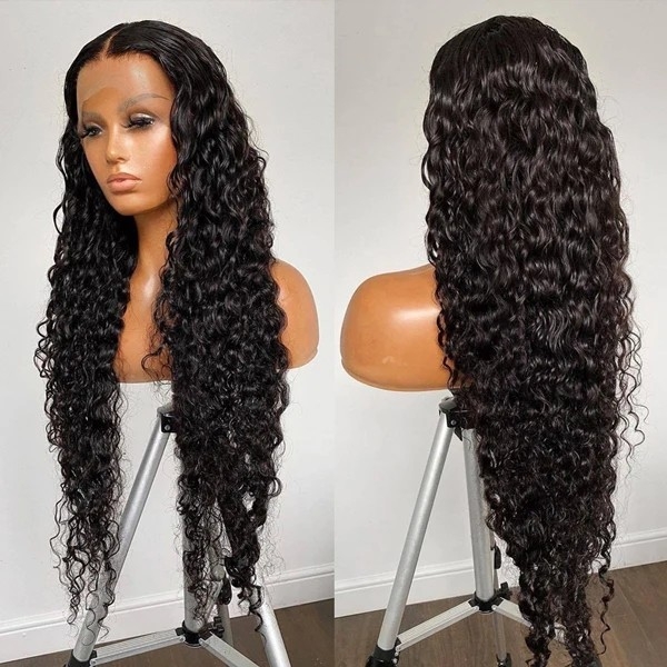 Glueless Water Wave Wigs 30 Inch Wet And Wavy Pre Plucked Human Hair Wigs 13x4 13x6 HD Lace Front Wig