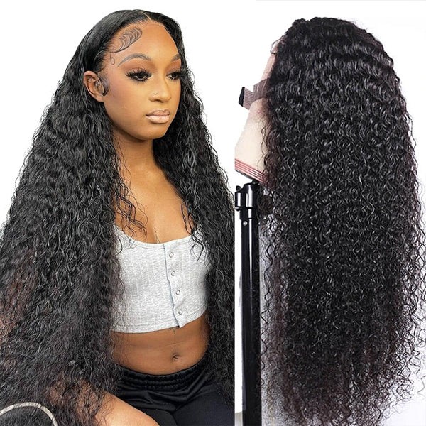 Curly Human Hair Wigs Glueless Wear & Go Lace Front Wig 13x4 Pre Cut HD Lace Frontal Wigs