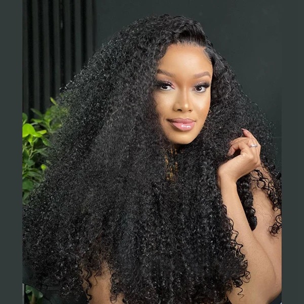 Pre-Plucked Kinky Curly PPB Wear Go Human Hair Wigs Pre-Cut Bleached Knots 5x5 Glueless HD Lace Closure Wig