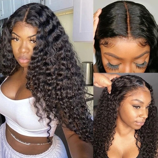 Glueless Deep Wave Human Hair Wig 13x4 Pre Cut Wear & Go HD Lace Frontal Wigs