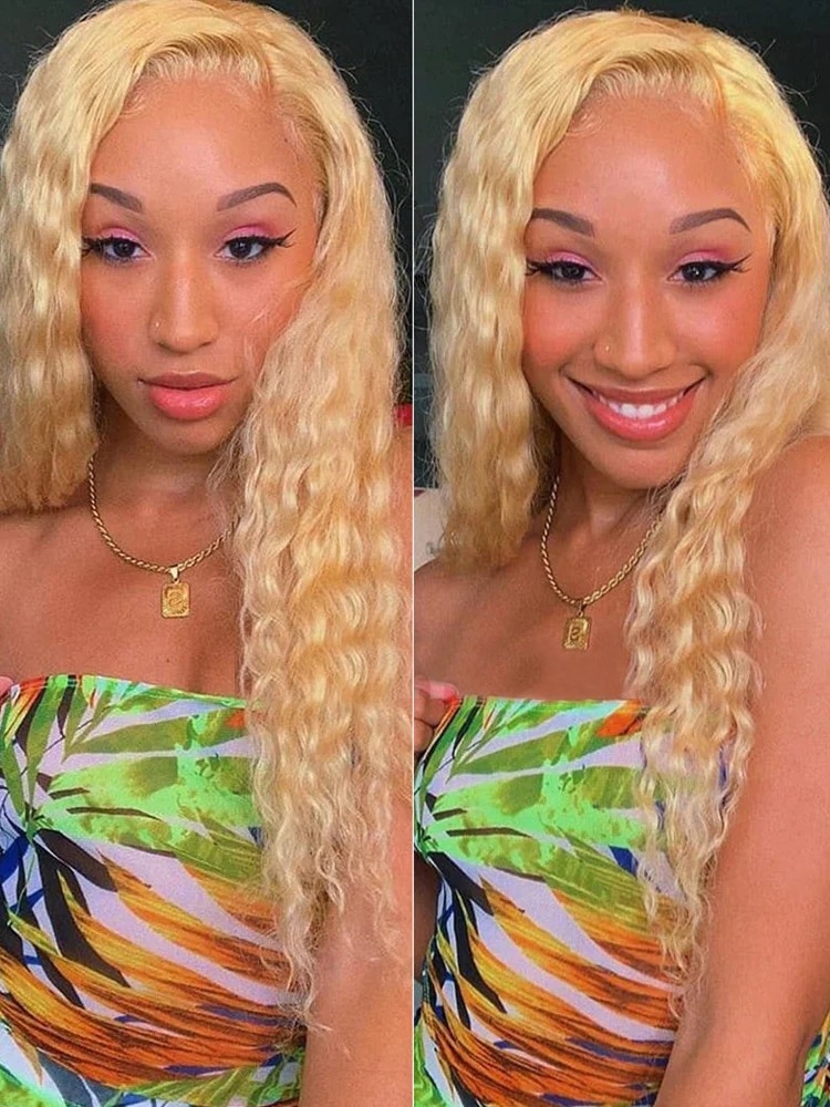 Mismarialee 613 Blonde Water Wave Hair 13x4 Lace Front Wigs Natural Hairline Honey Blonde Hair