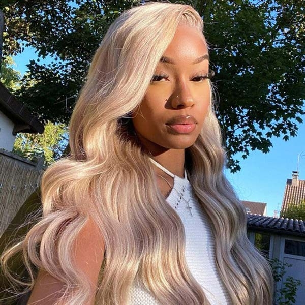 Mismarialee Ash Blonde Color Body Wave Lace Frontal Wigs Online For Sale