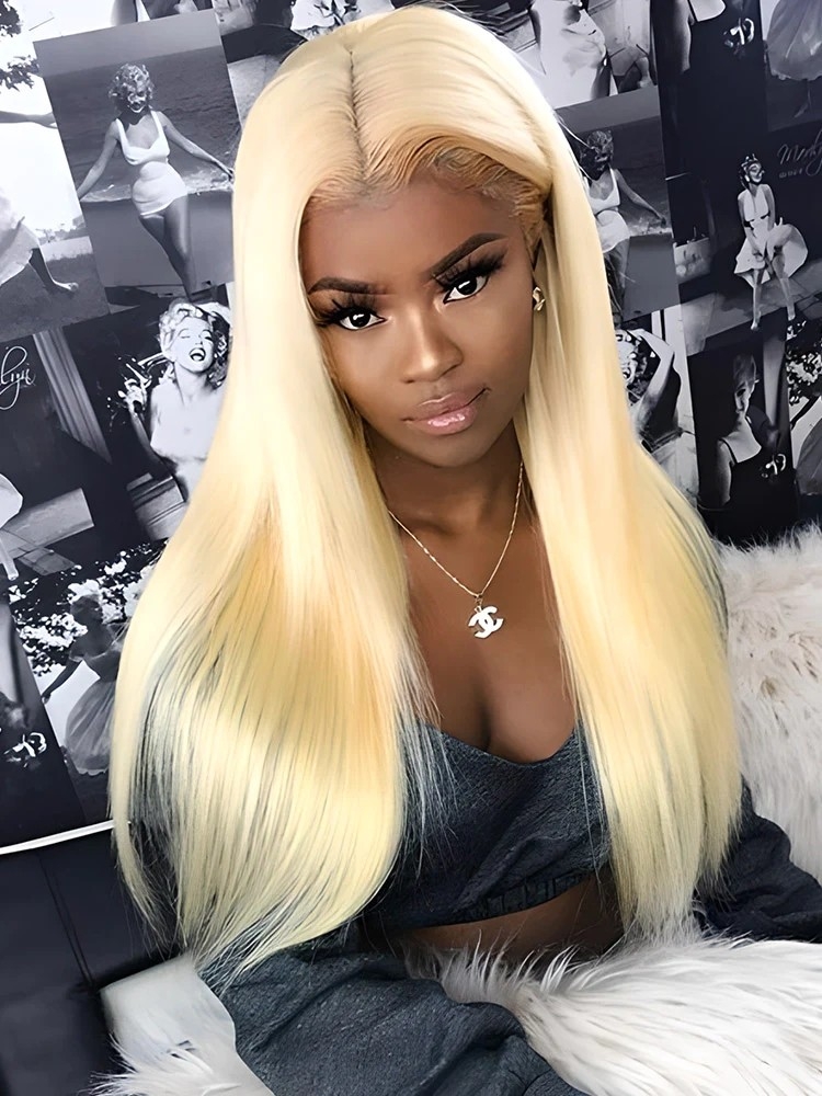 Mismarialee 613 Blonde Straight Hair 4x4 Lace Closure Wig Full Human Hair Wigs