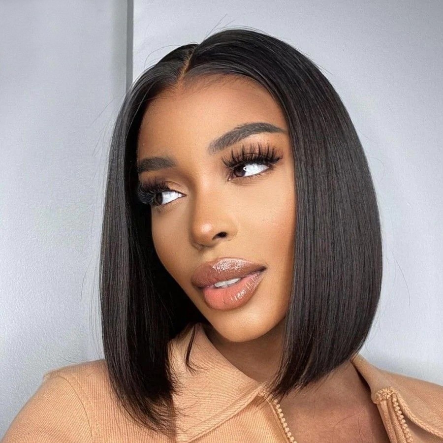 Enjoy the elegance of a glueless bob wig from Mismarialee It features a straight HD lace closure with 5x5 skinlike real HD lace