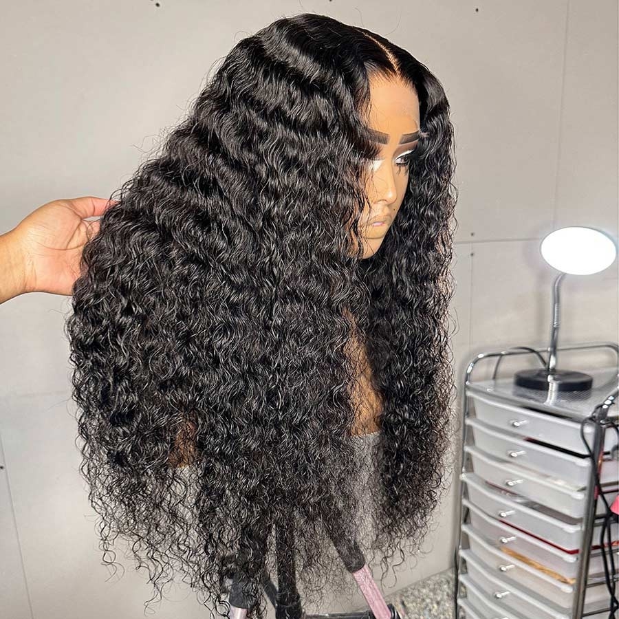 Achieve natural curls with Mismarialee's curly pre-plucked glueless wig, featuring a 6x6 skinlike real HD lace closure