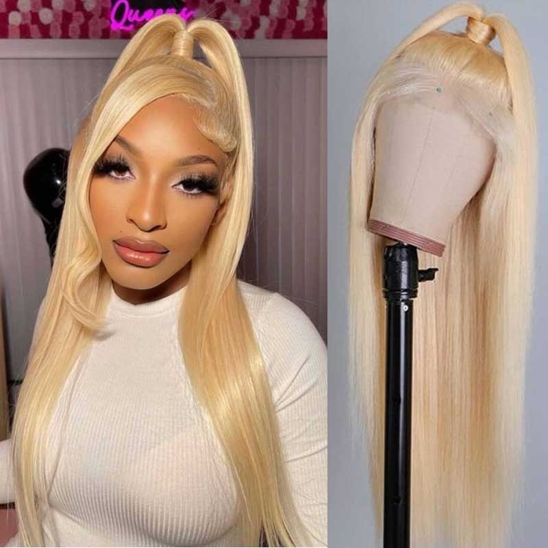 Pre Plucked 360 Lace Frontal Wig with 613 Blonde Hair, Baby Hair, and HD Transparent Lace