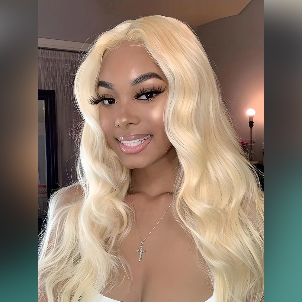 LADYNELA Body Wave Lace Front Wigs with 613 Blonde Human Hair Wig, Pre Plucked