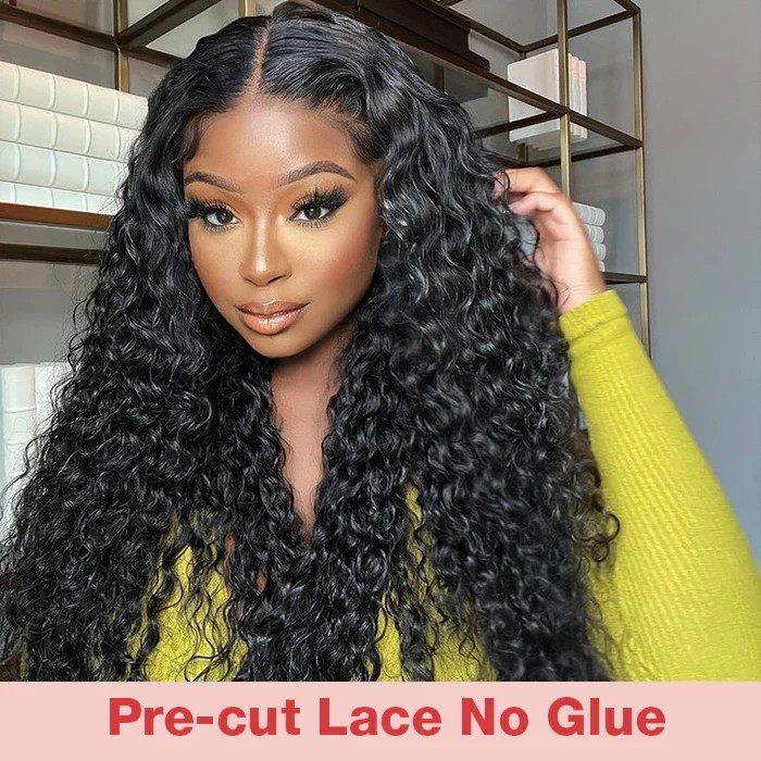 Wear & Go Upgrade 5X5 HD Lace Wig 13X4 Pre Cut Lace Deep Wave Human Hair Wig with Breathable Cap Beginner Glueless Wig