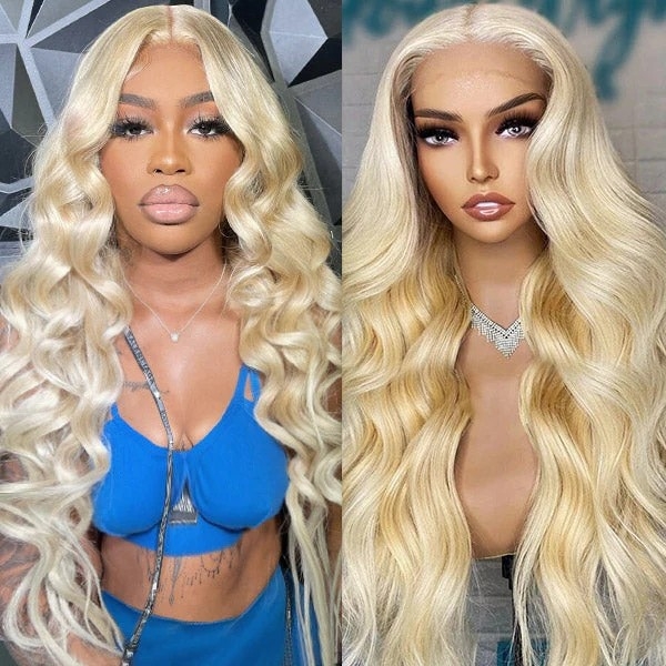 Gorgeous 613 Blonde HD Transparent Body Waves in a 13*4 Lace Front Human Hair Wig