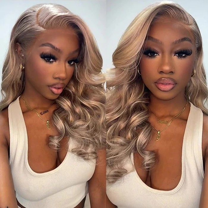 Stunning #P18/613 Highlight Blonde HD Lace Front Human Hair Wigs in Body Wave/Straight Styles for Women