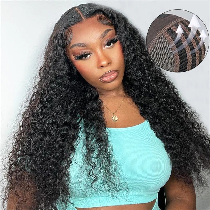 SoosHair Precut Wear Go Glueless Aircap Wig Human Hair Jerry Curly 4x4/5x5/13x4 HD Lace Closure Wigsbeginners Friendly Airy Wigs Bleached Knots