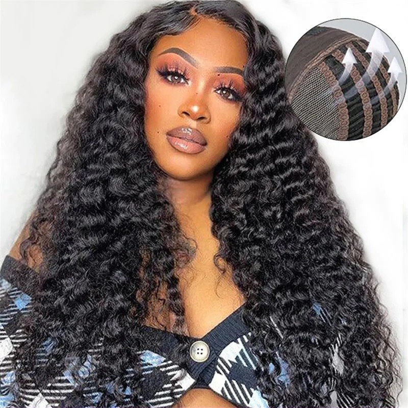 SoosHair Glueless Breathable Air Capdeep Wave Human Hair Wig 4x4/5x5/13x4 Pre Cut Lace Frontal Wigpre Plucked Ready to Wear for Women