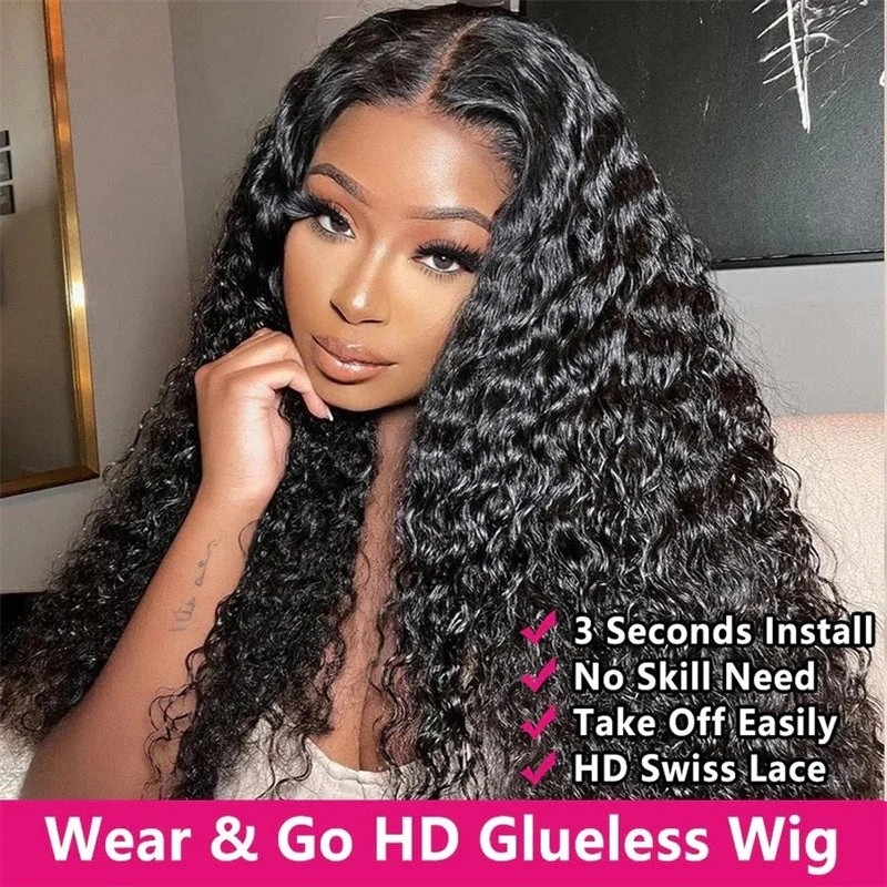 SoosHair Deepwave Wear Go Gluelesshuman Hair Wig Pre Cut 4x6 5x5 HD Laceclosure Wig 30s Quick Install Preplucked Hairline