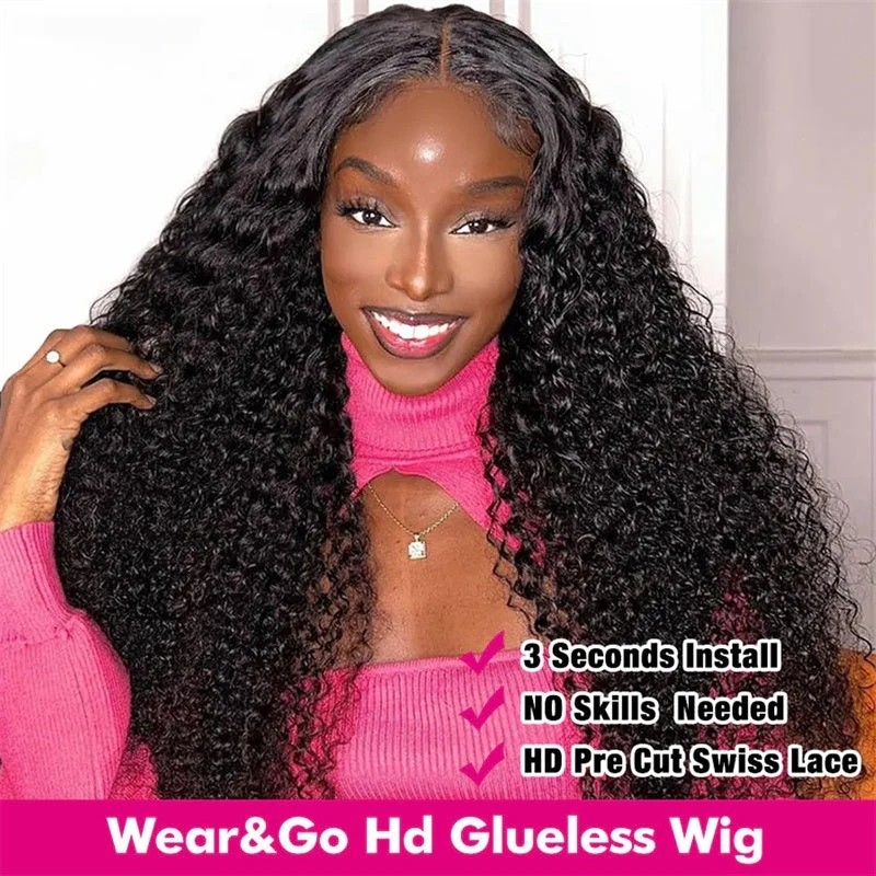 SoosHair Kinky Curly Wear Go Gluelesshuman Hair Wig Pre Cut Lace 4x6 5x5closure Wig Beginner Friendly 3osquick Install for Women