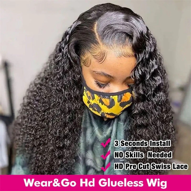 SoosHair Deep Wave Glueless Human Hair Wig - Quick Install, 4x6, 5x5 HD Lace Closure Wig with Pre-Plucked Hairline