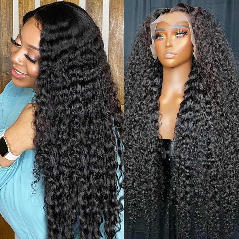 SoosHair Stunning Wet Look 13x4 Lace Front Wig - Water Wave Style, Low Maintenance