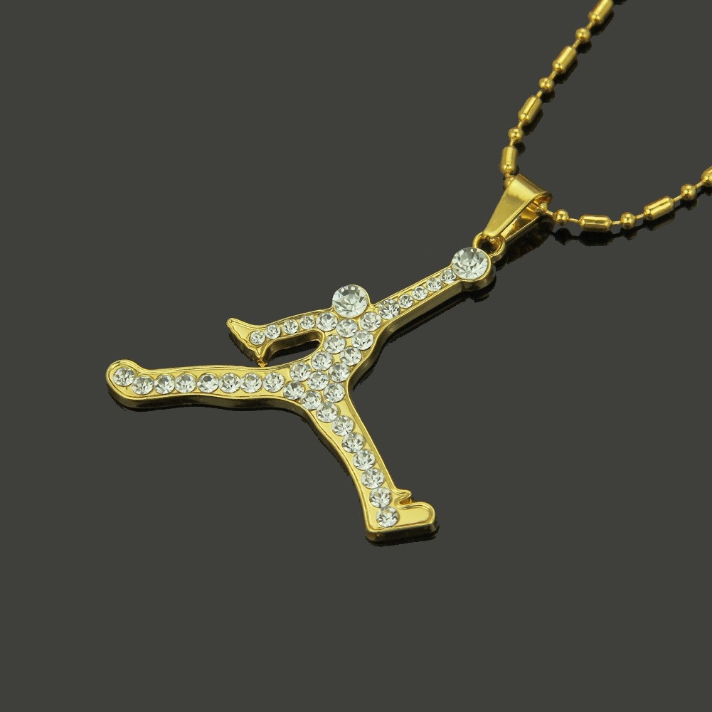 Foreign Trade Accessories Hip-hop Basketball Inlaid Diamond Pendant Necklace European and American Men's Accessories Bamboo Chain Direct Sales from the Manufacturer