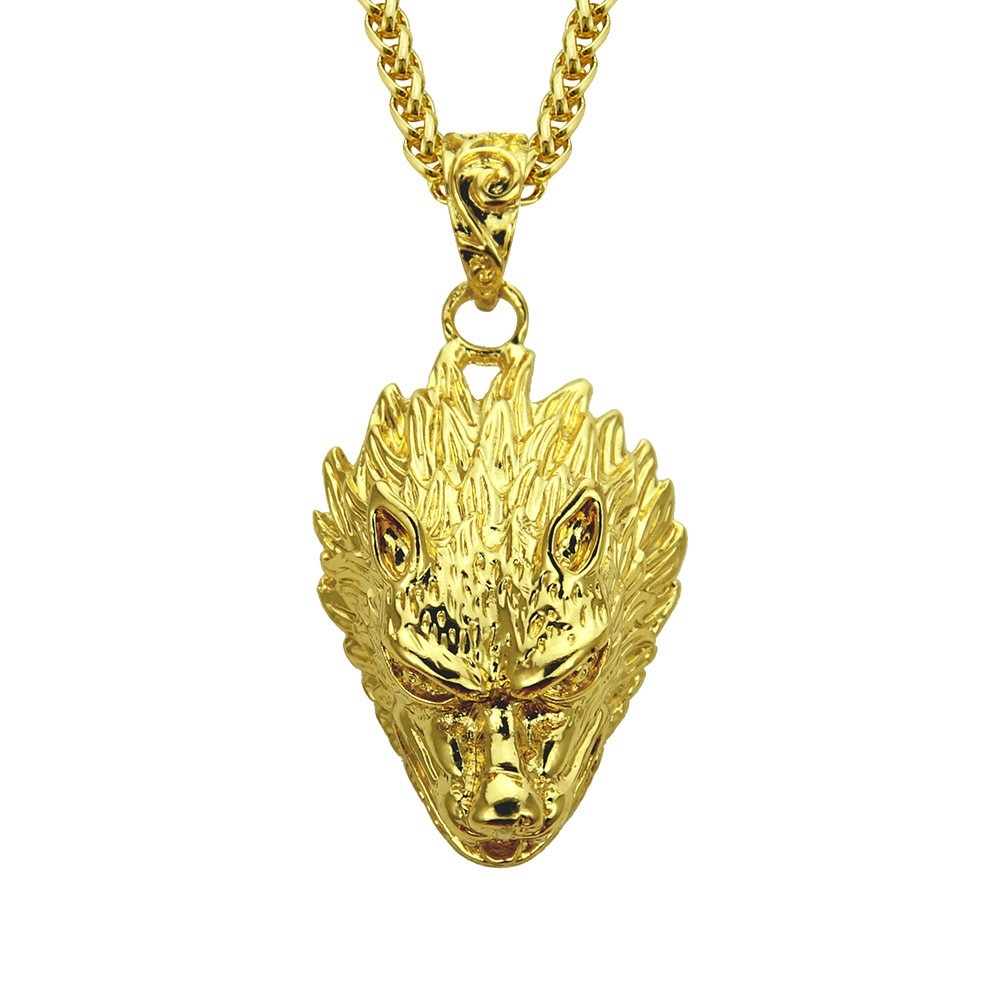 AliExpress New Accessories Hip-hop Rap Wolf Head Necklace European and American Personality Animal Pendant Collarbone Chain Manufacturer Wholesale