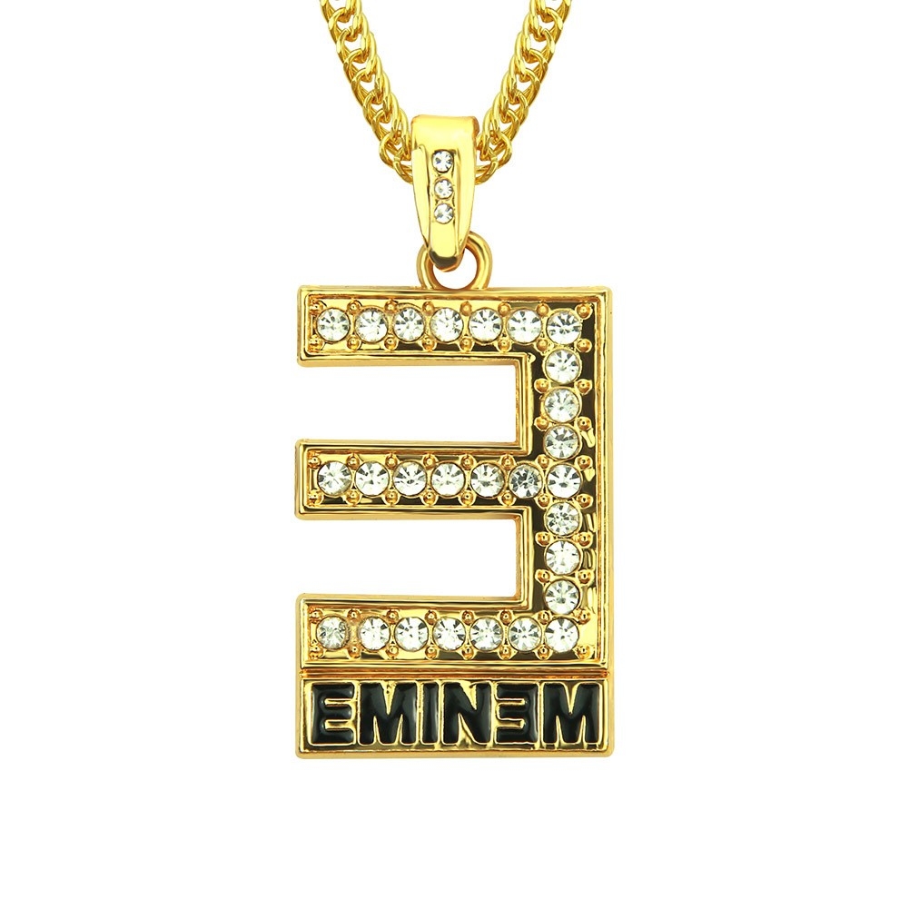 AliExpress New Necklace Hip-hop Letter E Necklace Foreign Trade Inlaid Diamond Pendant European and American Fashion Accessories Manufacturer