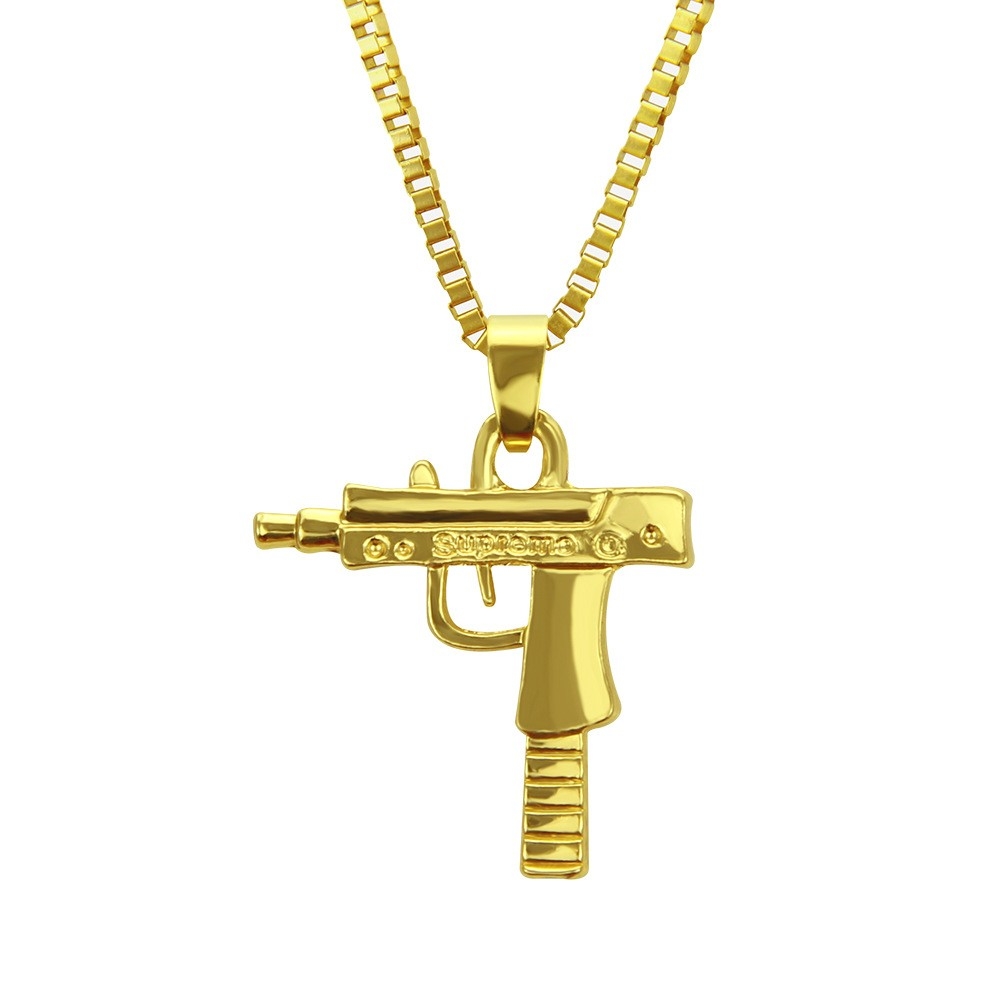 AliExpress New Necklace Mini Hip-hop Pistol Machine Gun Necklace Foreign Trade Letter Pendant European and American Accessories Manufacturer