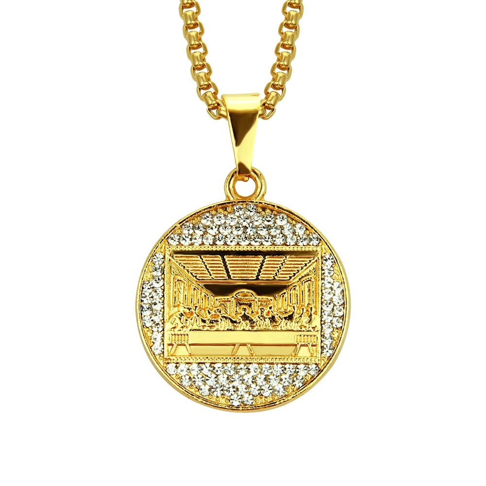 Foreign Trade AliExpress eBay Best-Selling Hip-hop HIPHOP Small Round After-Dinner Pendant Necklace