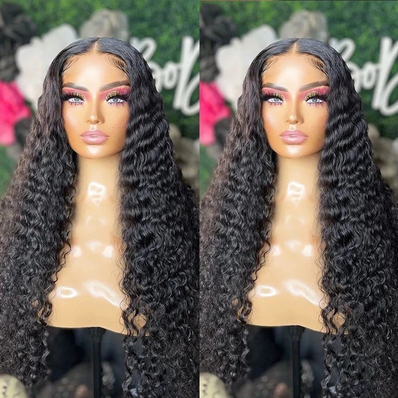 HUOKONG HAIR LAYERED BABY HAIR EDGES: DEEP WAVE 4X4/13X4 LACE FRONT WIG, CURLY HAIRLINE