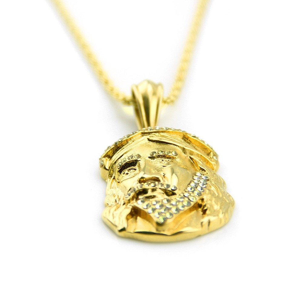 Punk Domineering New HIPHOP Hip-hop Head Pendant Necklace 14K Gold Color-Preserved Plating Street Dance Jewelry Pendant